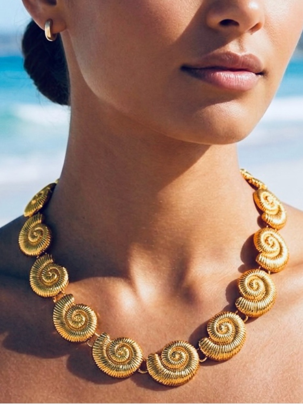 NEW Golden Shell Statement Necklace